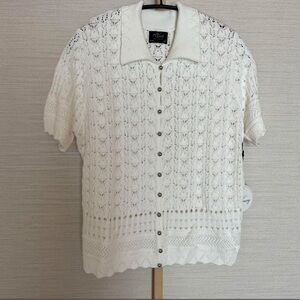 Elegant White Button Down Lace Shirt